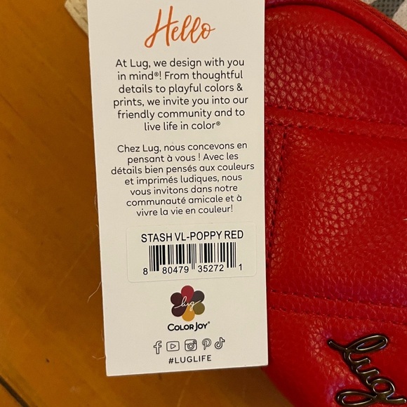 NWT Lug Stash Zip Classic VL (Vegan Leather) RFID Pouch - Poppy Red - Picture 4 of 9